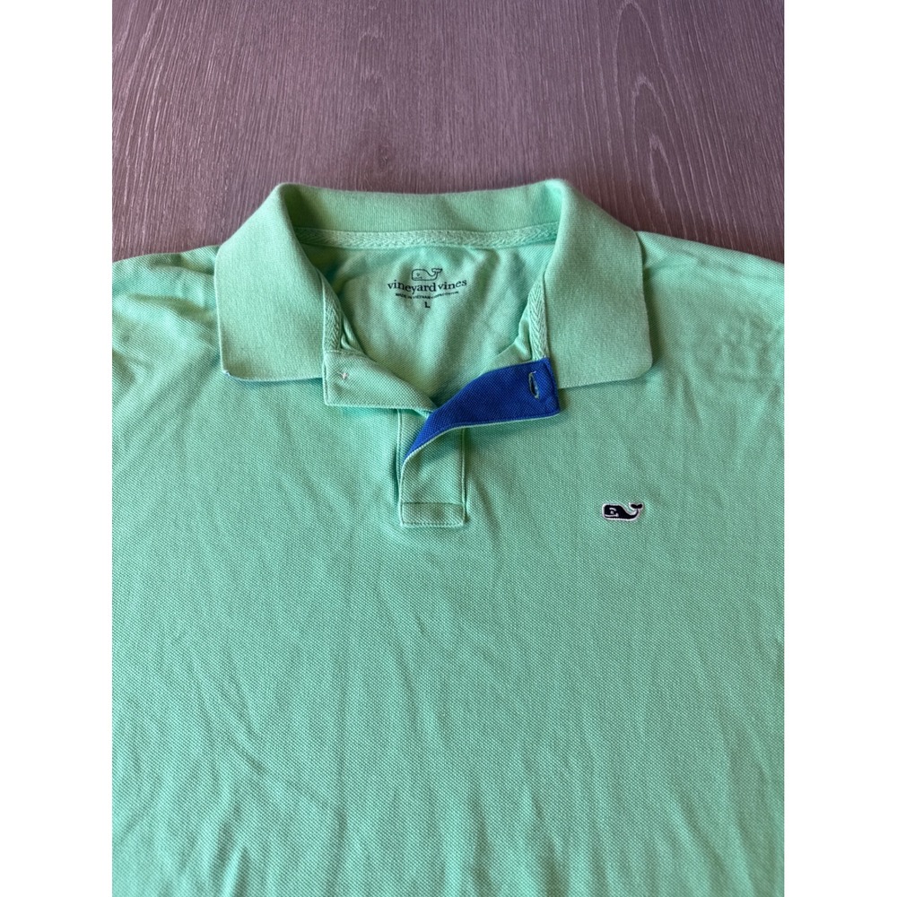 Vineyard Vines Mens Green Cotton Pique Short Sleeve Whale Logo Polo Shirt Large